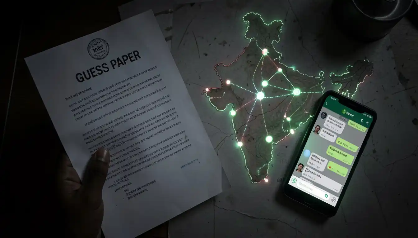 Infographic showing how NEET 2026 question paper allegedly leaked across multiple Indian states