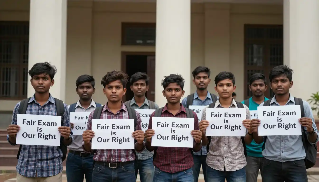 Protests outside NTA office over NEET UG paper leak controversies in India